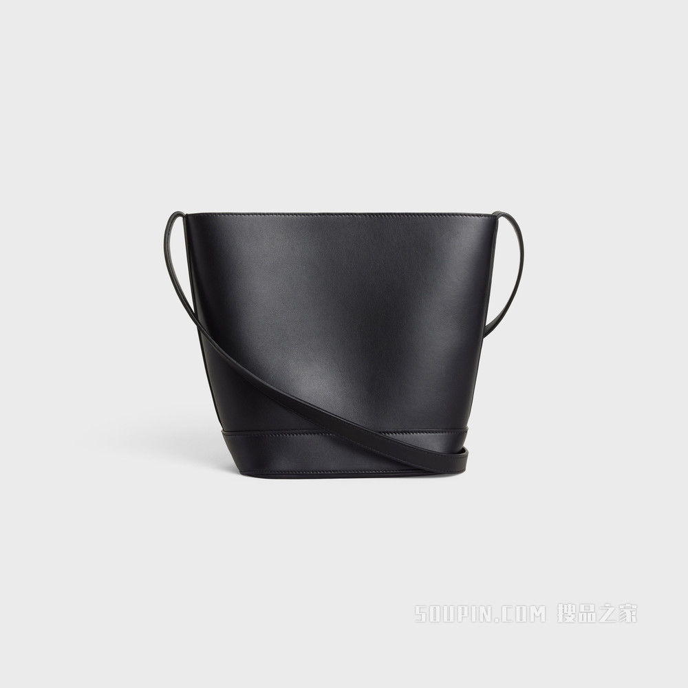 CUIR TRIOMPHE 小号光滑牛皮革水桶包 黑色-38NO