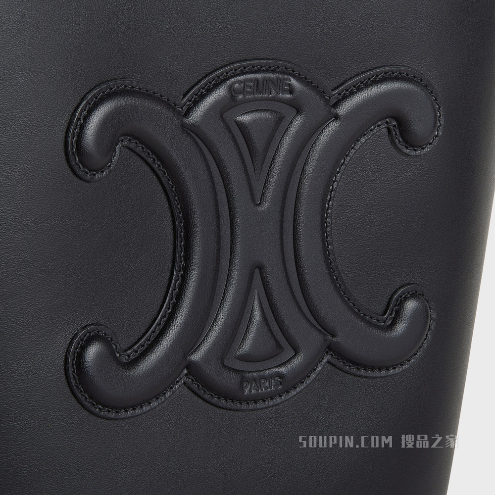 CUIR TRIOMPHE 小号光滑牛皮革水桶包 黑色-38NO