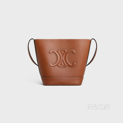 CUIR TRIOMPHE 小号光滑牛皮革水桶包 黄褐色-04LU