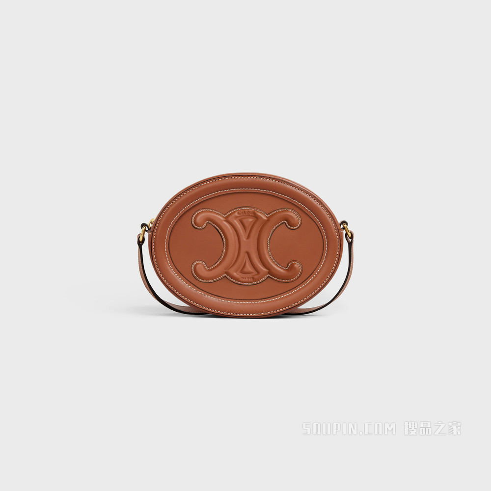 OVAL CUIR TRIOMPHE 光滑牛皮革椭圆形手袋 黄褐色-04LU