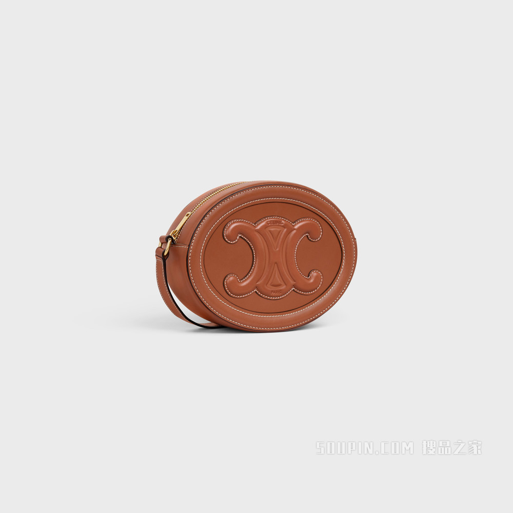 OVAL CUIR TRIOMPHE 光滑牛皮革椭圆形手袋 黄褐色-04LU