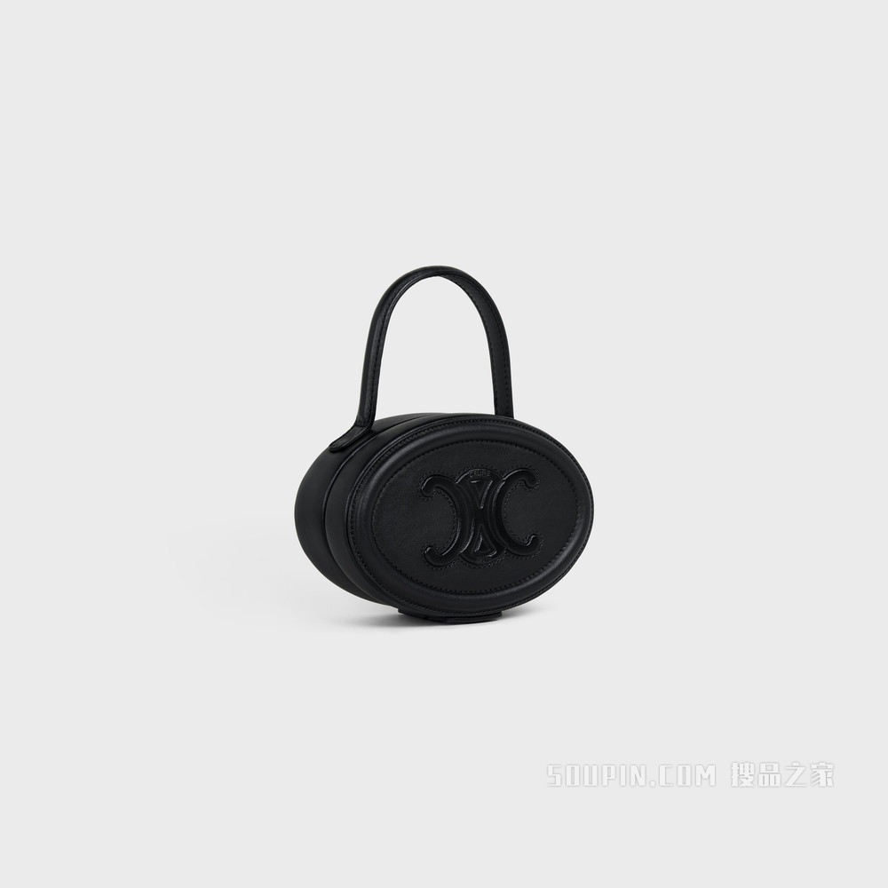 OVAL CUIR TRIOMPHE 光滑牛皮革椭圆形化妆包 黑色-38NO