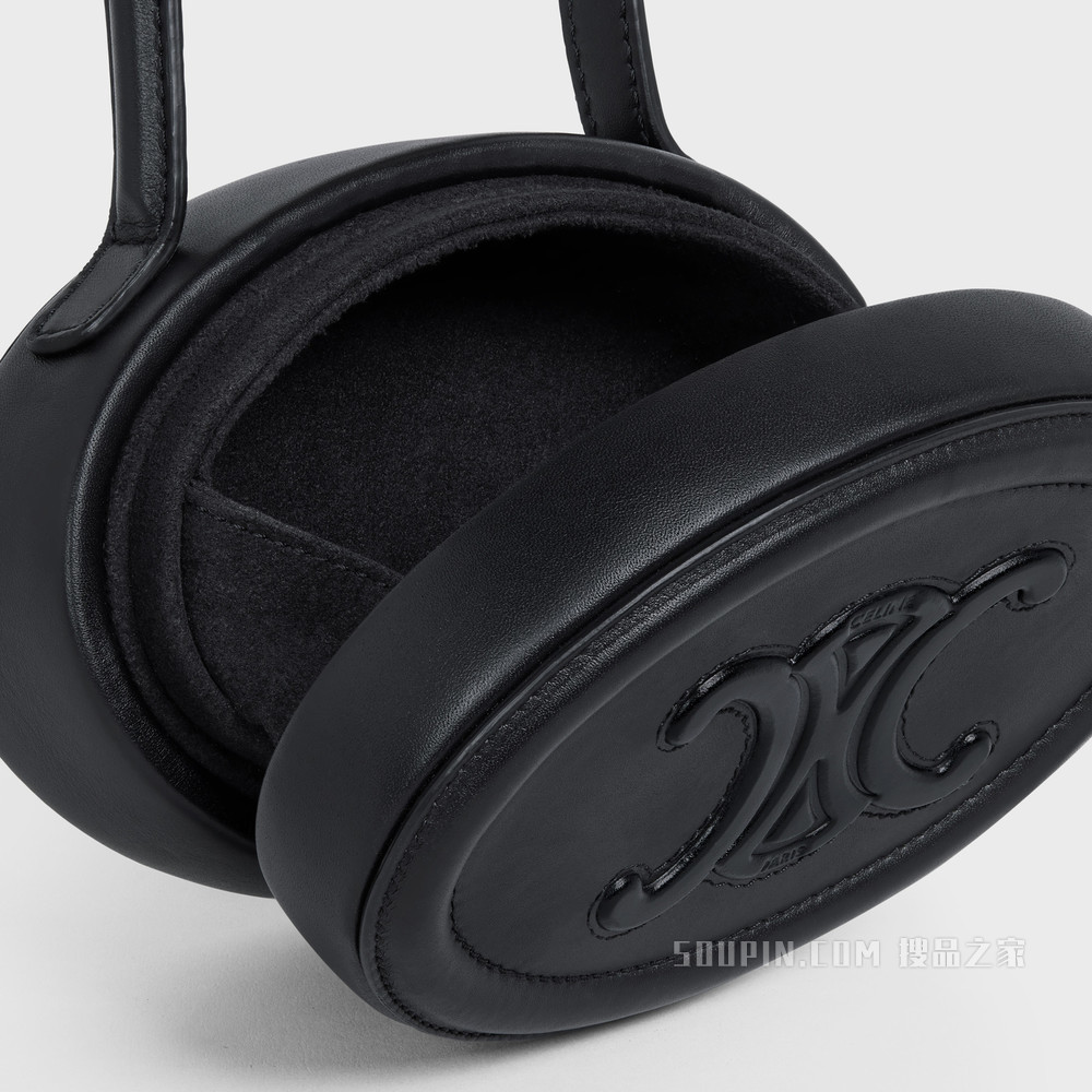 OVAL CUIR TRIOMPHE 光滑牛皮革椭圆形化妆包 黑色-38NO