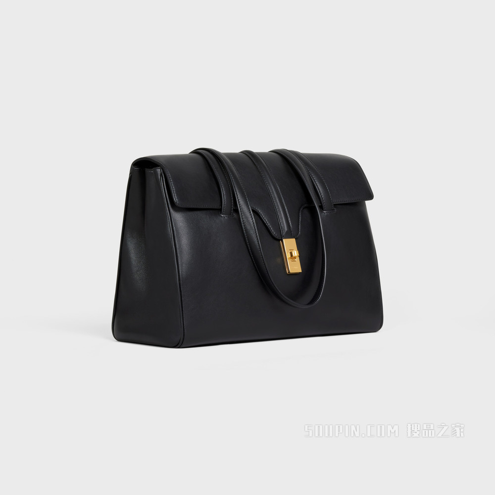 Soft 16中号光滑牛皮革手袋 黑色-38NO