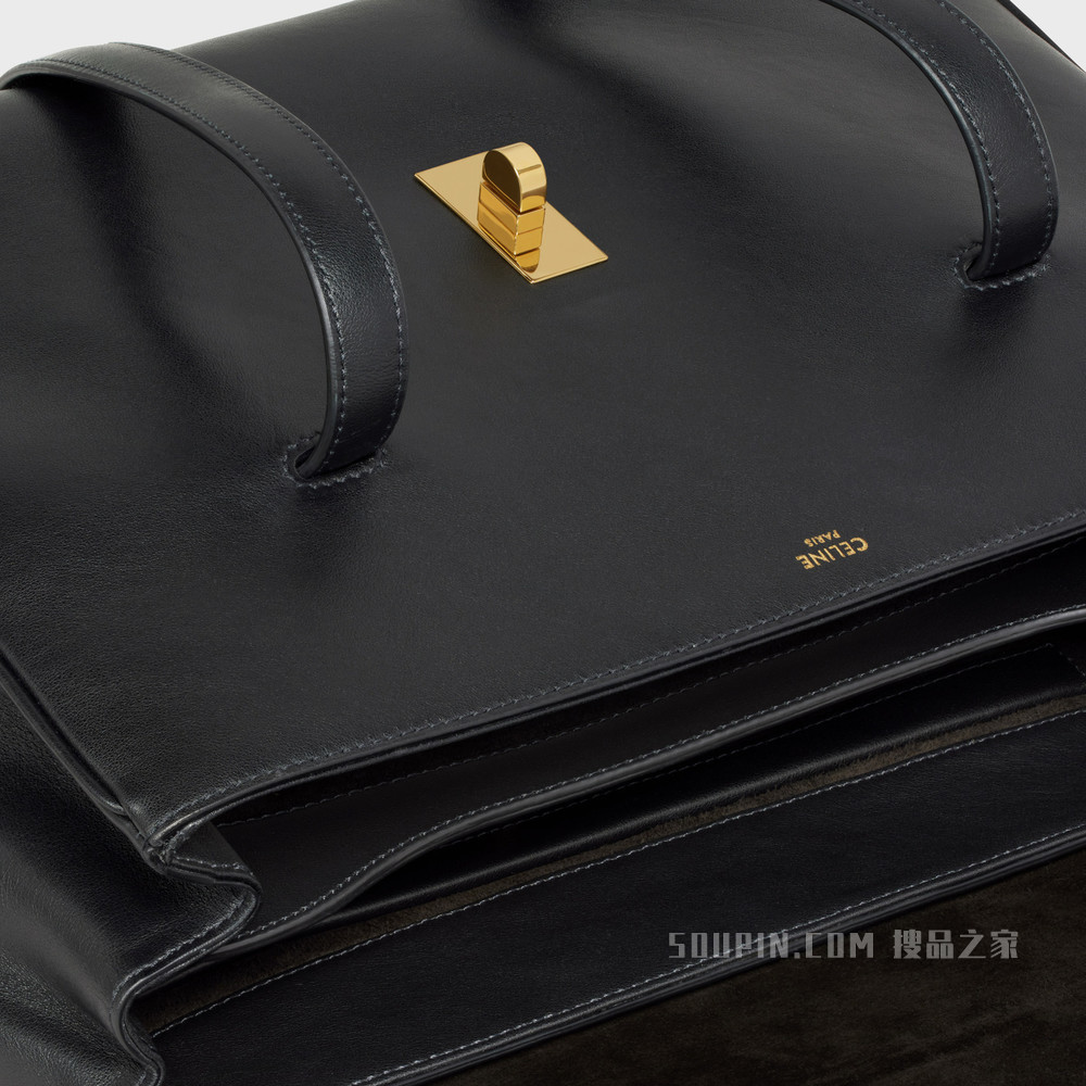 Soft 16中号光滑牛皮革手袋 黑色-38NO