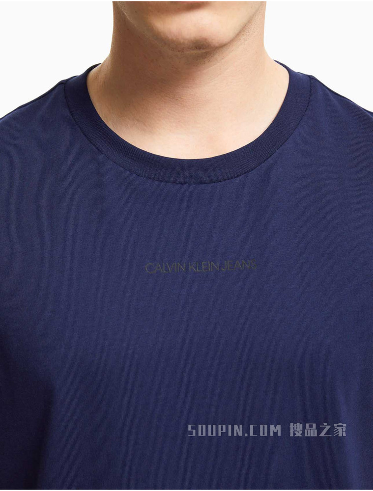 Calvin Klein 男装时尚层叠LOGO印花圆领短袖T恤J319634