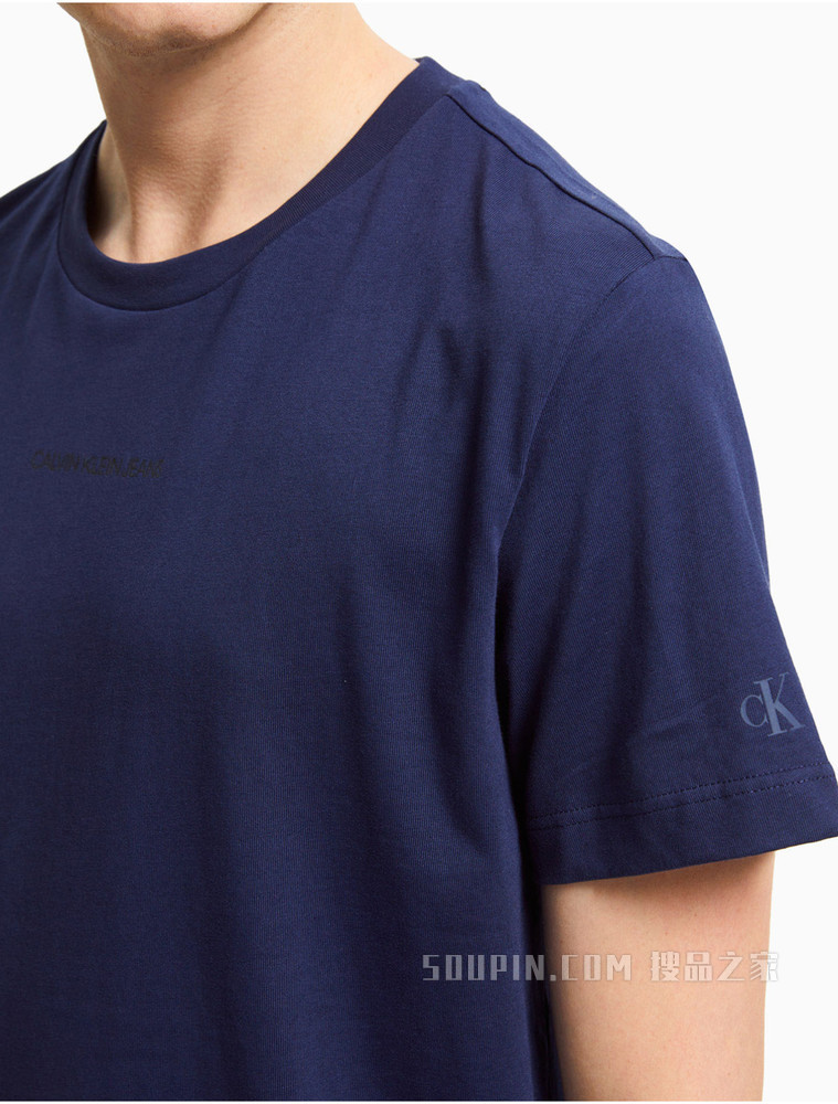 Calvin Klein 男装时尚层叠LOGO印花圆领短袖T恤J319634