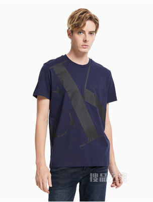 Calvin Klein 男装全棉撞色LOGO短袖T恤J318471
