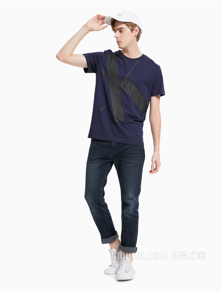 Calvin Klein 男装全棉撞色LOGO短袖T恤J318471