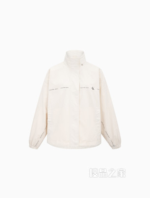 Calvin Klein 女士拉链立领印花LOGO单夹克外套J218468