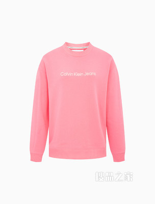 Calvin Klein 女士简约圆领纯棉刺绣LOGO卫衣J217953