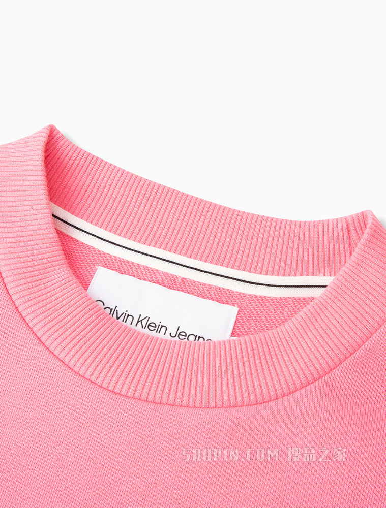 Calvin Klein 女士简约圆领纯棉刺绣LOGO卫衣J217953