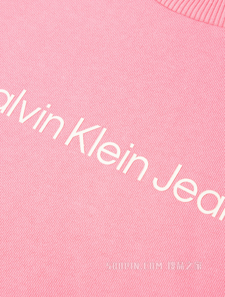 Calvin Klein 女士简约圆领纯棉刺绣LOGO卫衣J217953