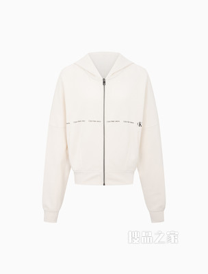 Calvin Klein 女士简约连帽印花LOGO拉链开衫卫衣J217735