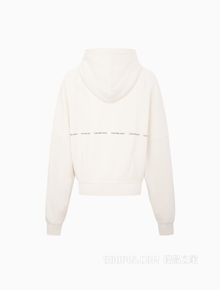 Calvin Klein 女士简约连帽印花LOGO拉链开衫卫衣J217735