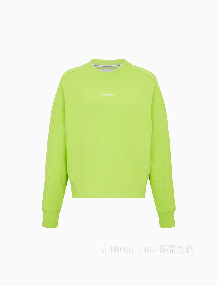Calvin Klein 女士纯棉圆领立体胶质LOGO卫衣J215463