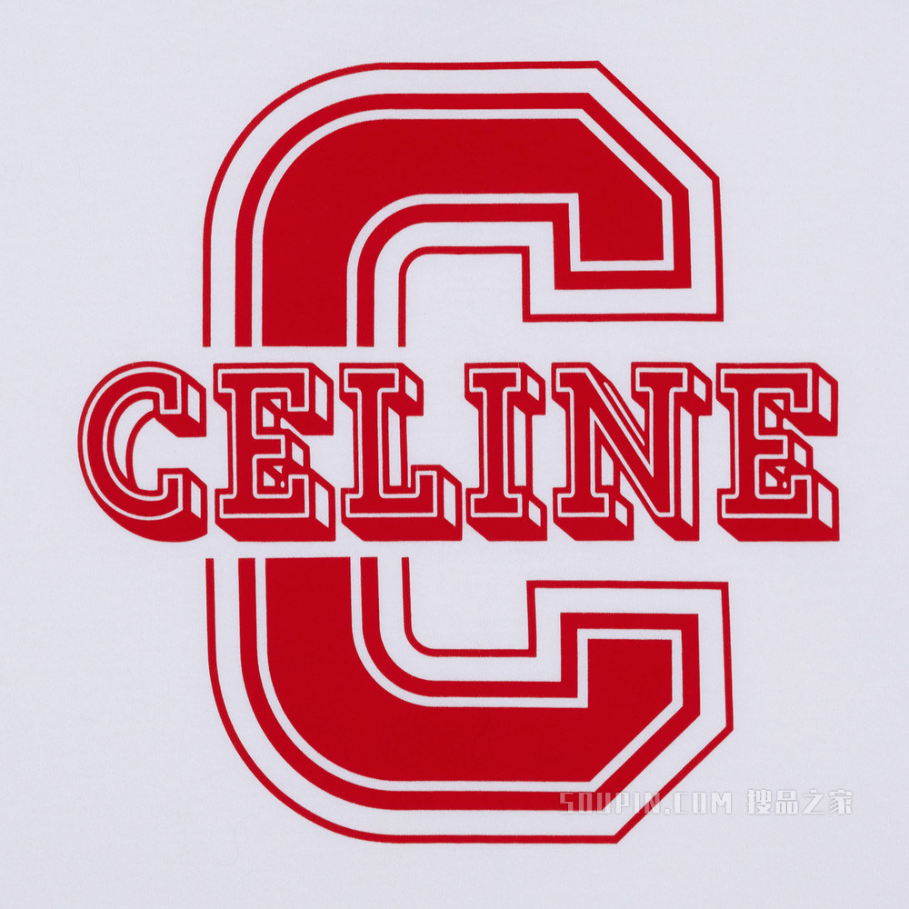 CELINE C棉质平纹针织背心 ecru / red-01LV