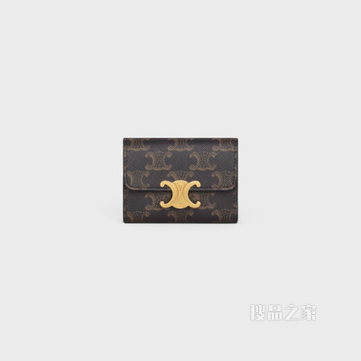 Triomphe Canvas标志印花短款零钱包 黄褐色-04LU