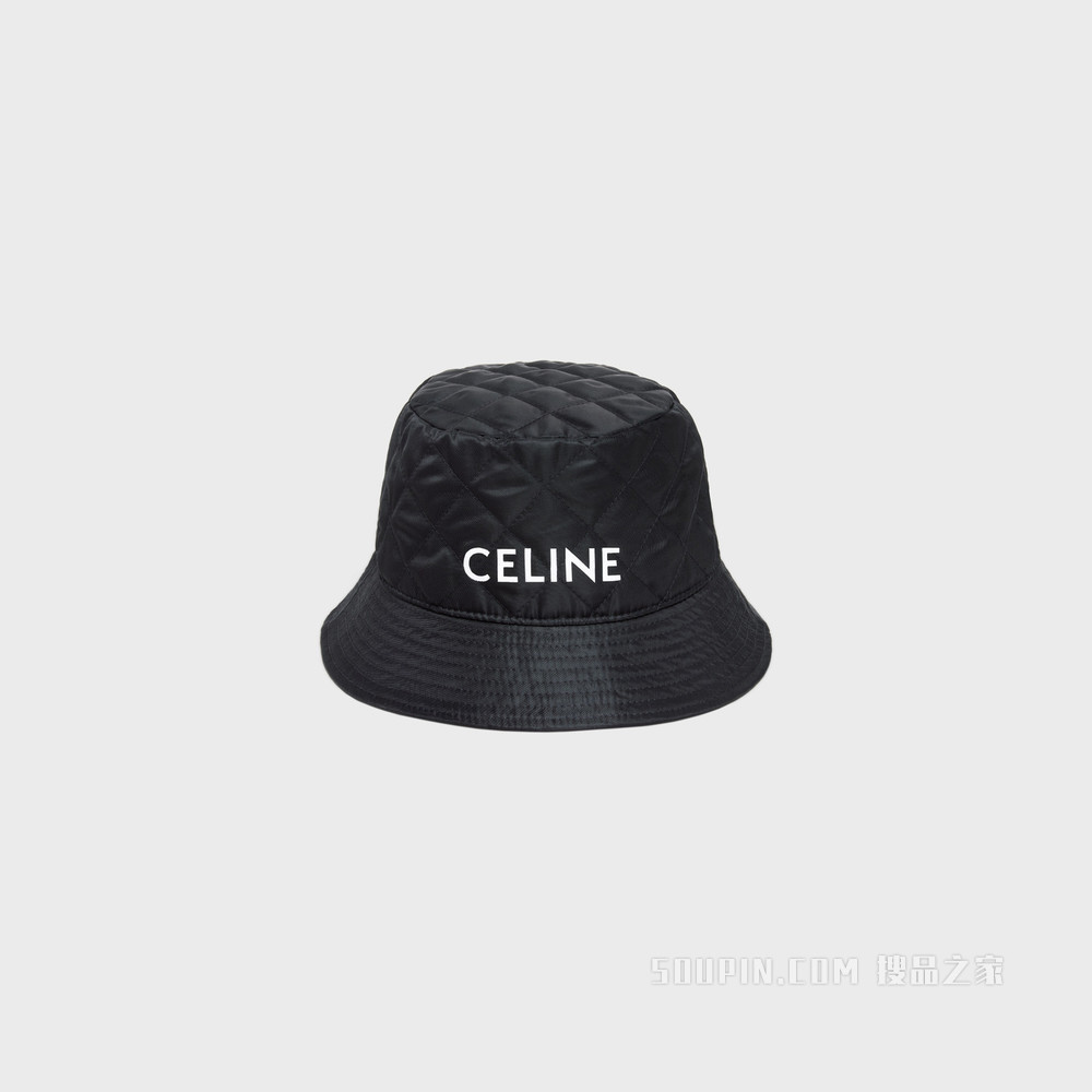 CELINE斜纹锦纶渔夫帽 森林绿-31FE