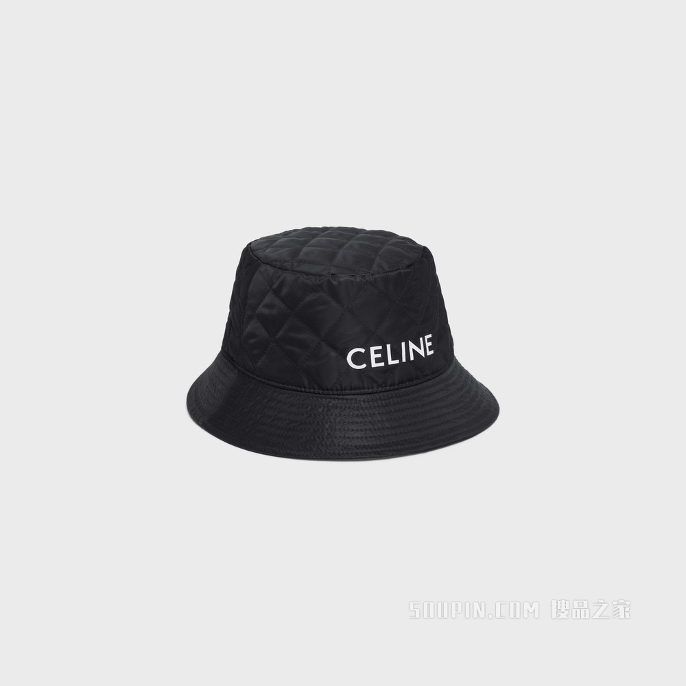 CELINE斜纹锦纶渔夫帽 森林绿-31FE