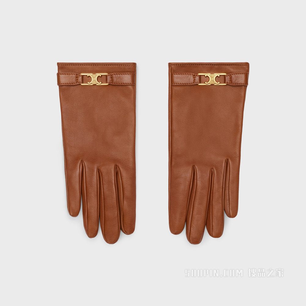 CELINE/思琳】TRIOMPHE羊皮革手套棕色-19BR 2AZ07685P.19BR-搜品之家
