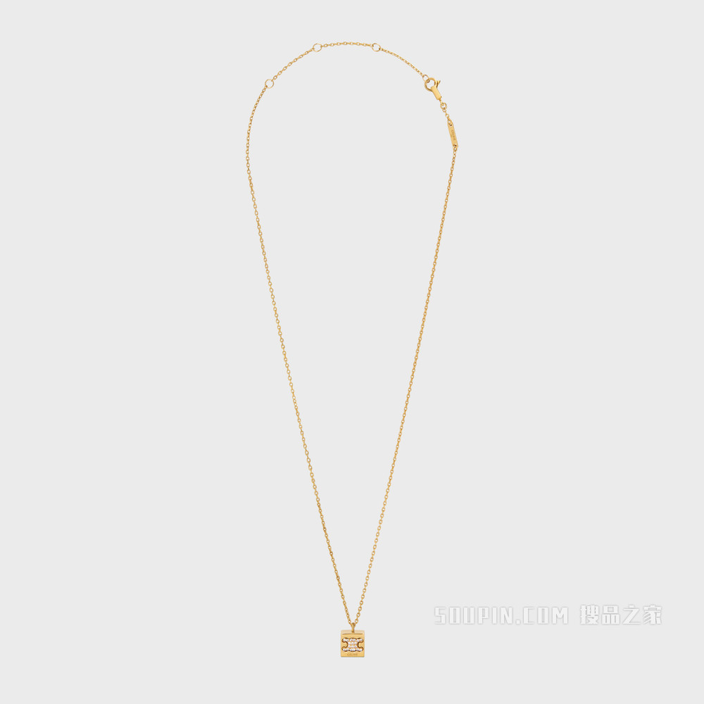 Triomphe金色饰面黄铜和水晶立方体项链 金色-35OR