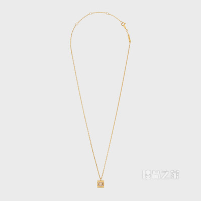 Triomphe金色饰面黄铜和水晶立方体项链 金色-35OR