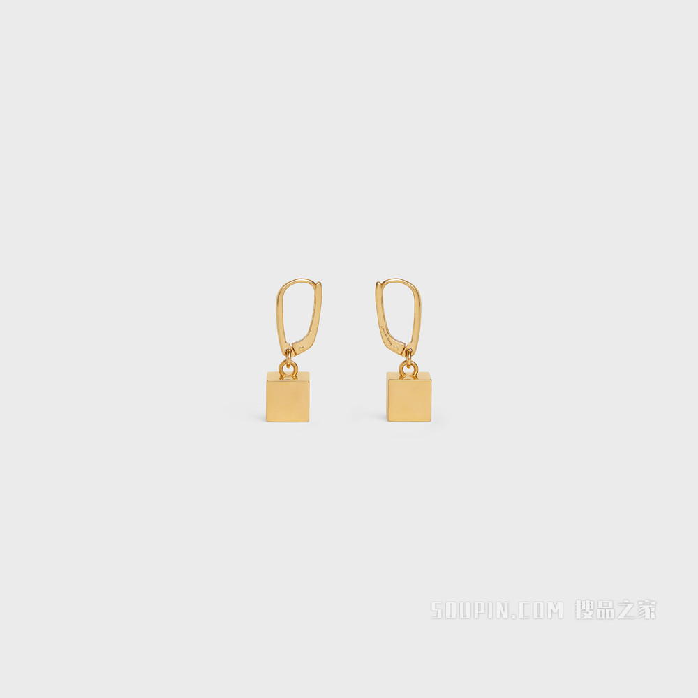 Triomphe金色饰面黄铜和水晶立方体耳环 金色-35OR