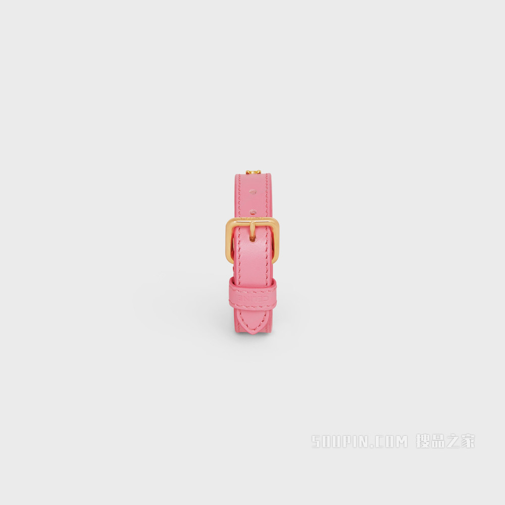 Triomphe Multi金色饰面黄铜和光滑牛皮革手镯 Gold / Flamingo-24GF