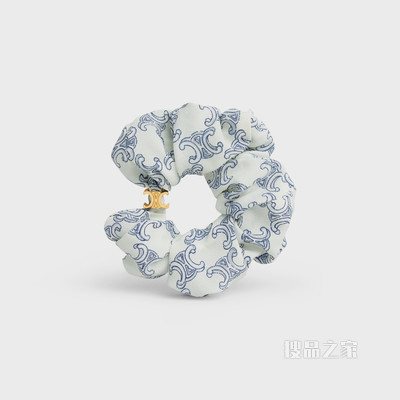 CELINE Triomphe Toile de Jouy金色饰面黄铜和白色/海军蓝桑蚕丝发带 金色 / 海军蓝-07GN