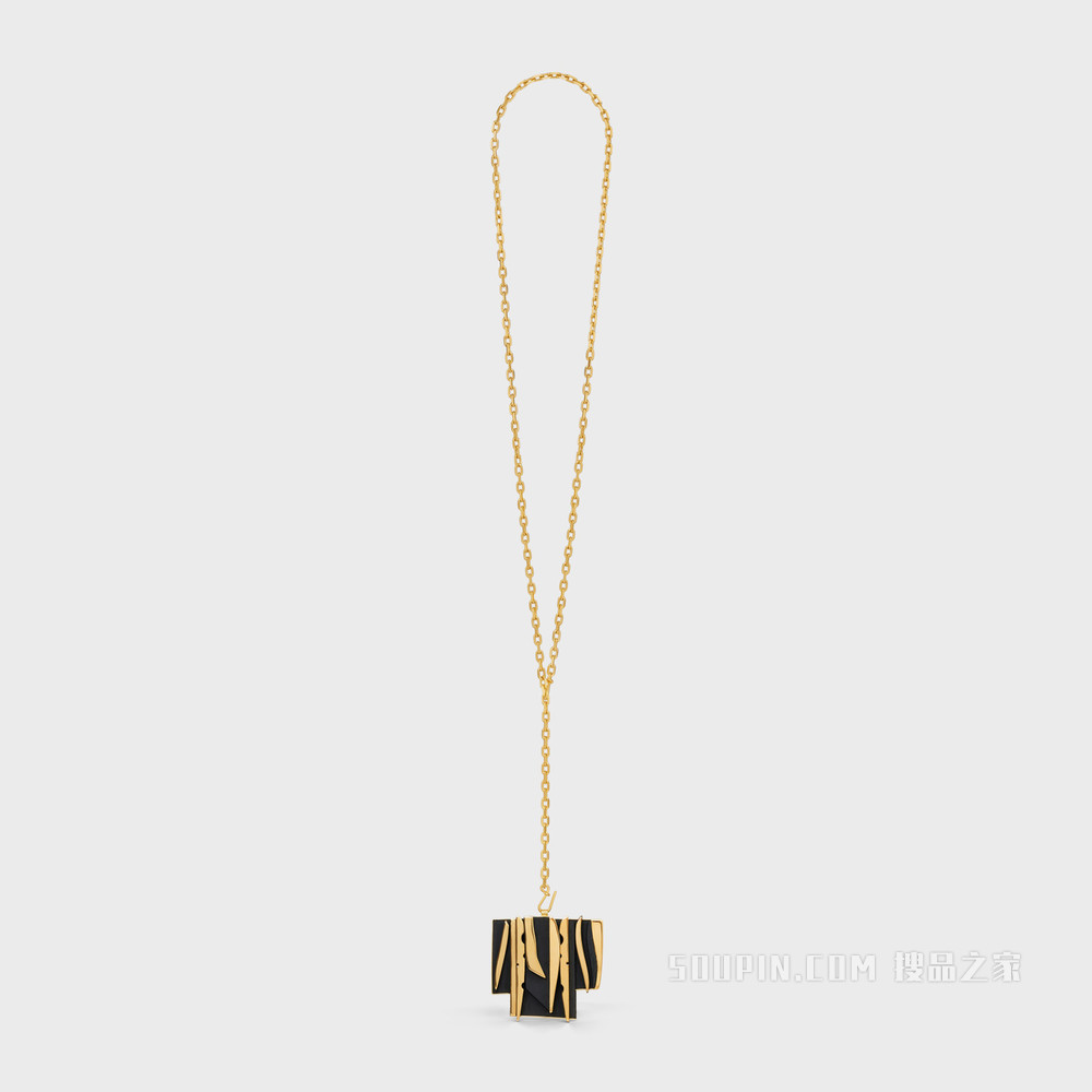 CELINE Nevelson Project镀金和橡木项链 金色 / 黑色-35OB