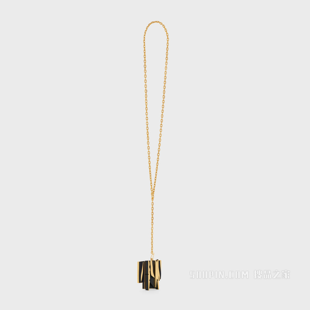 CELINE Nevelson Project镀金和橡木项链 金色 / 黑色-35OB