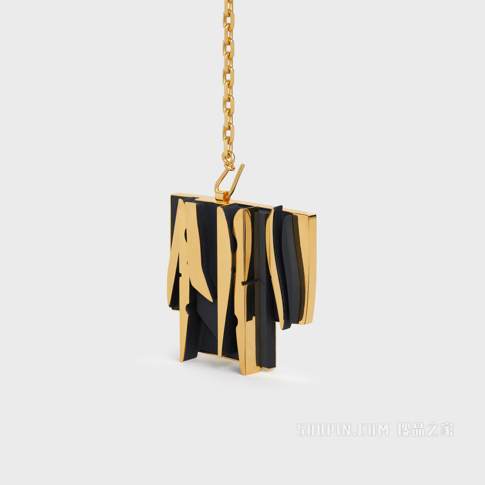 CELINE Nevelson Project镀金和橡木项链 金色 / 黑色-35OB