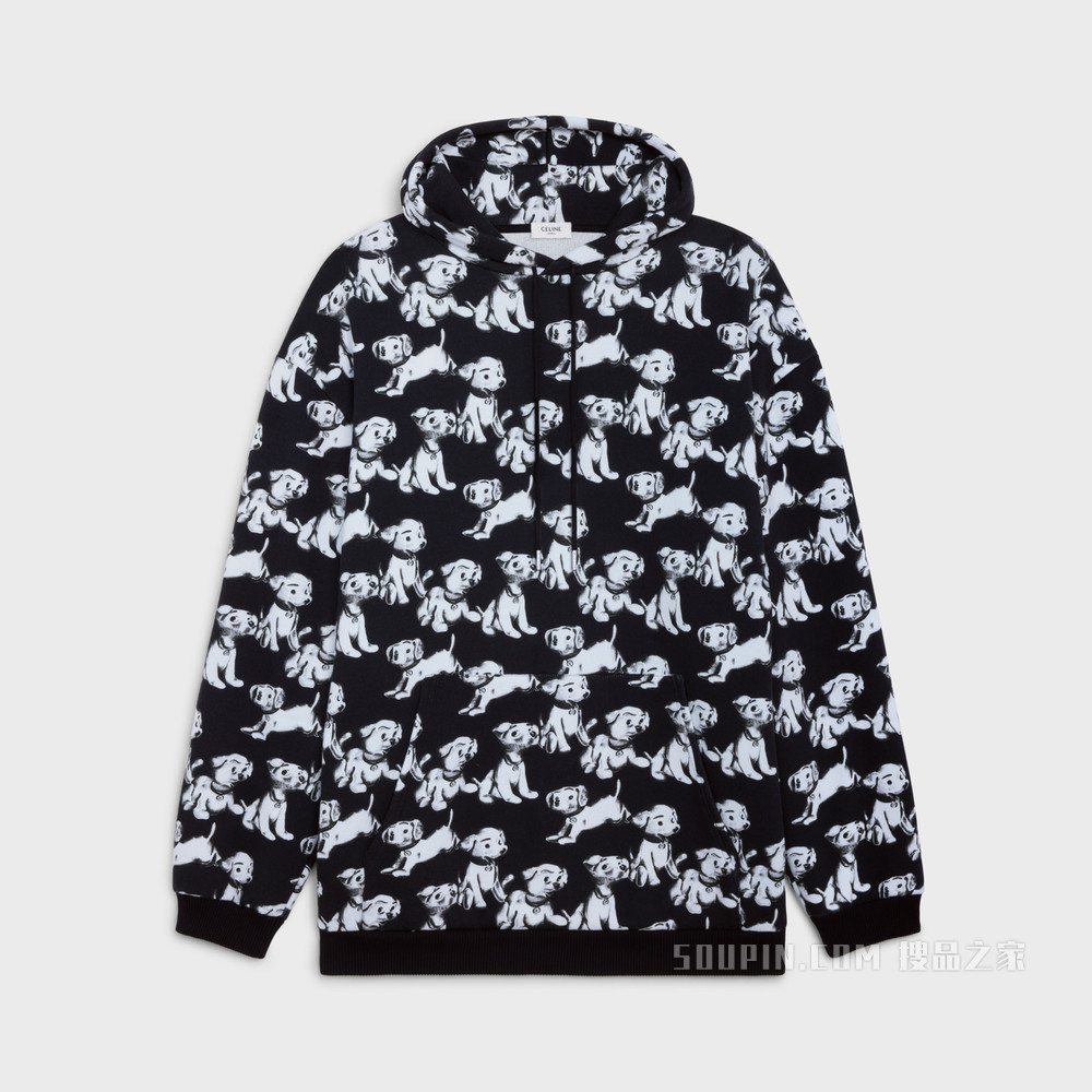 艺术家印花棉质抓绒连帽衫 黑色/白色-38AW