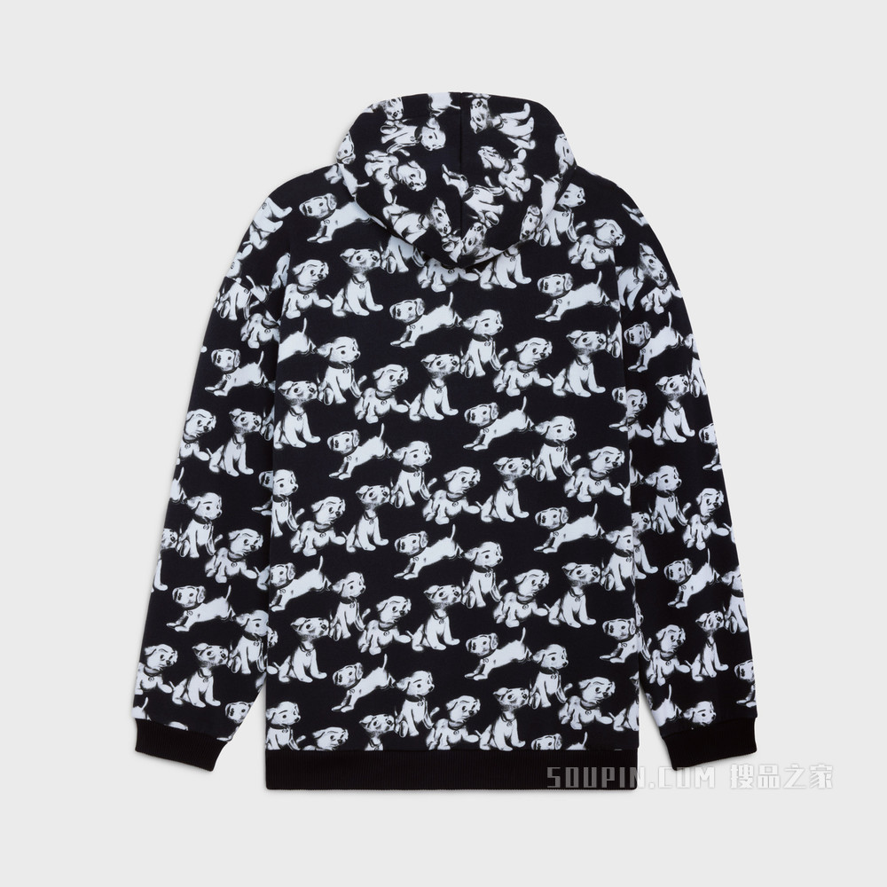 艺术家印花棉质抓绒连帽衫 黑色/白色-38AW