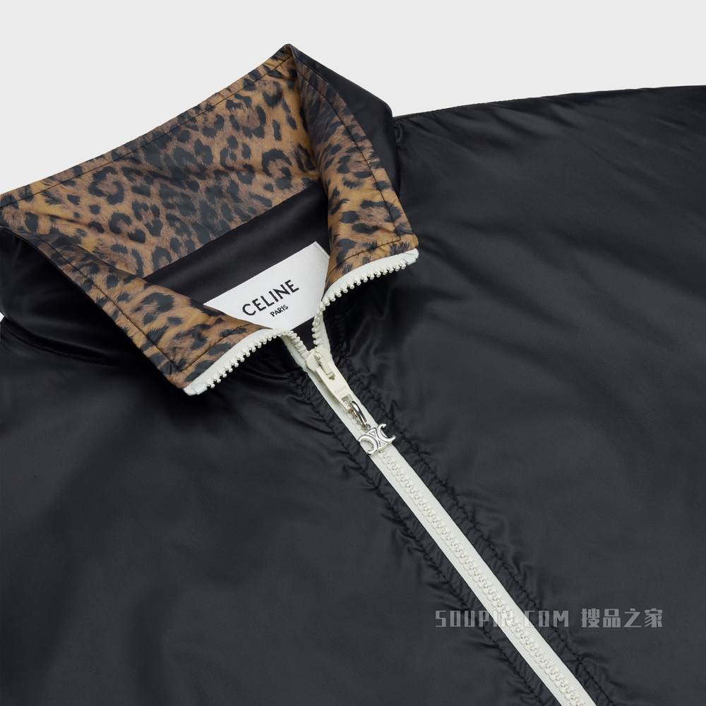 CELINE轻盈锦纶夹克 Black / Leopard-38LP