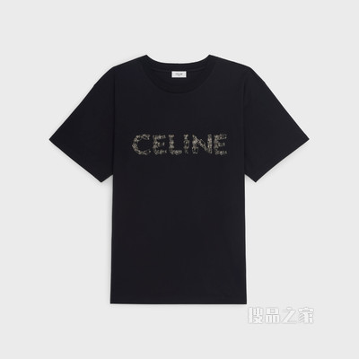 CELINE PINES棉质平纹针织宽松T恤 黑色-38NO