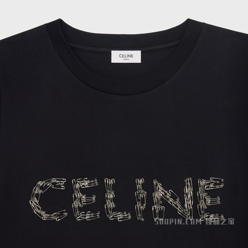 CELINE PINES棉质平纹针织宽松T恤 黑色-38NO