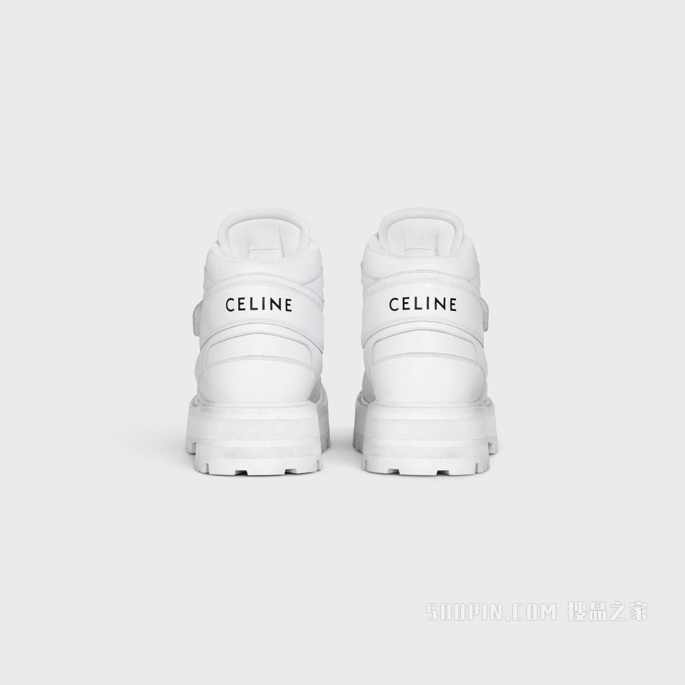 CELINE BULKY TRAINER饰固定带牛皮革高帮运动鞋 荧光白-01OP