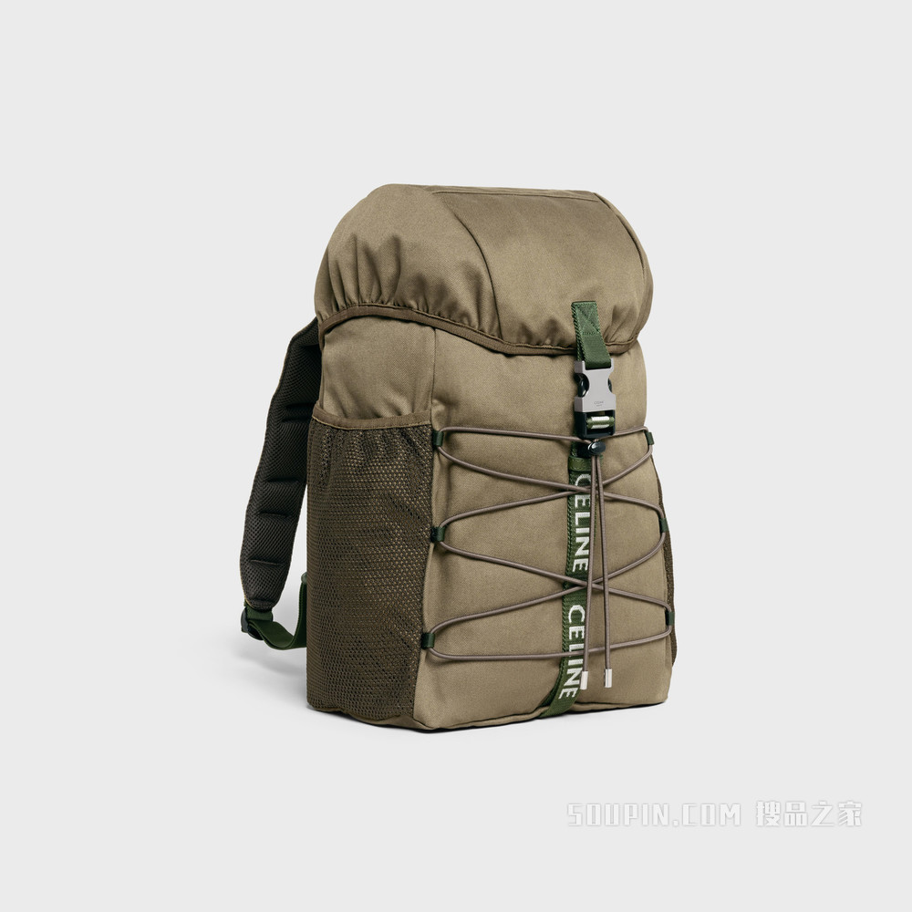 中号棉质华达呢徒步背包 卡其绿色-15KH