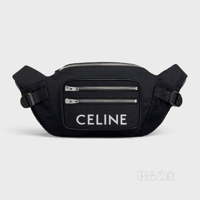 CELINE印花锦纶大号徒步拉链腰包 黑色-38SI