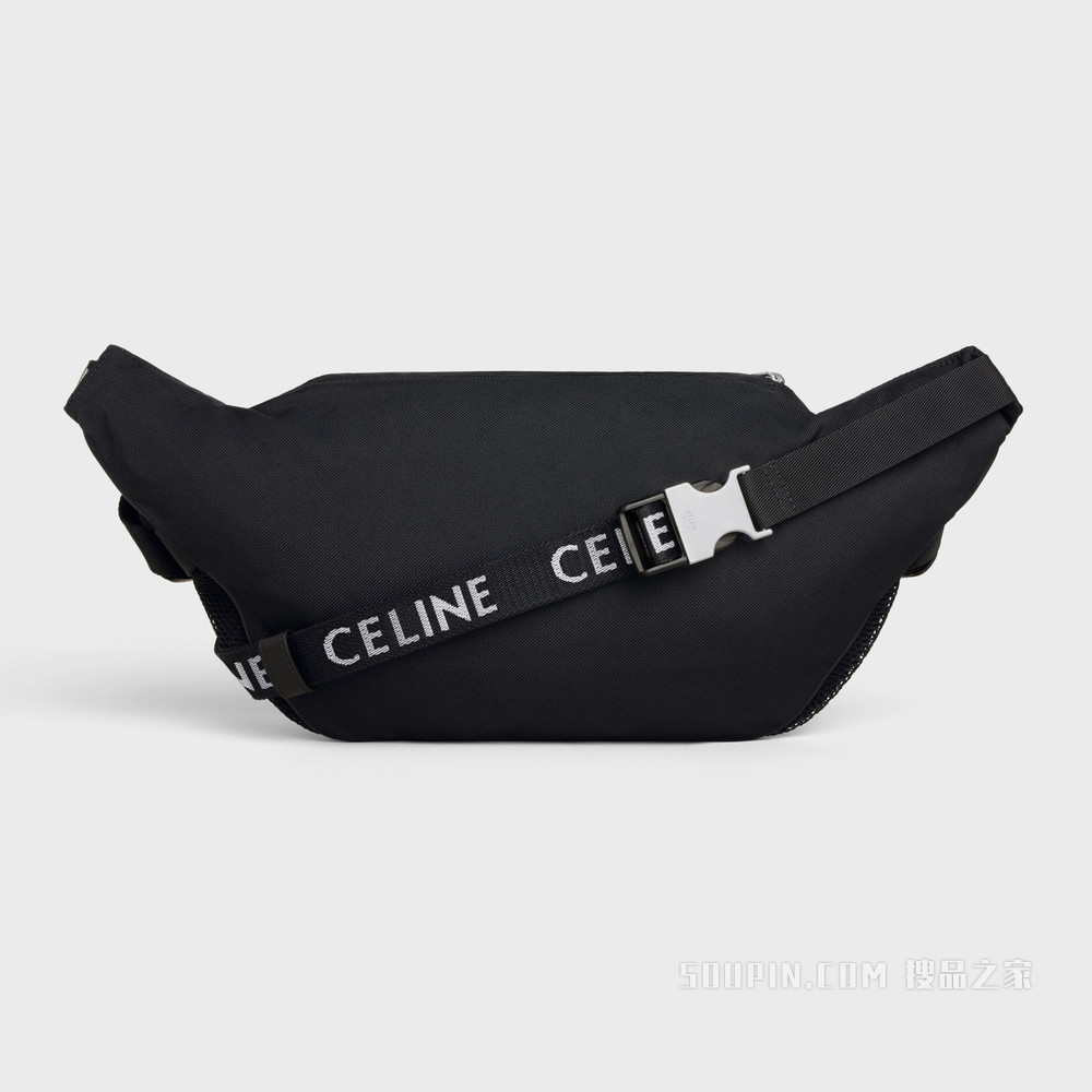 CELINE印花锦纶大号徒步拉链腰包 黑色-38SI
