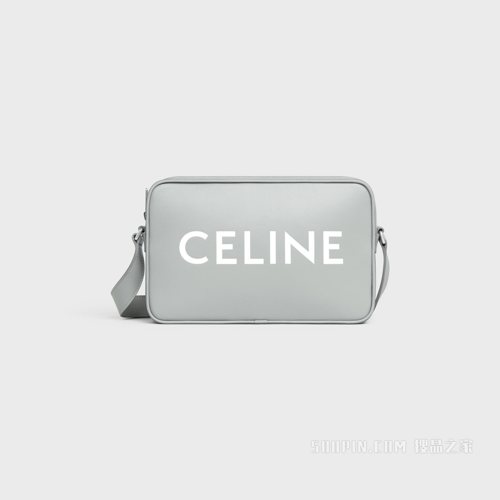 CELINE印花光滑牛皮革中号邮差包 浅灰色-10PG