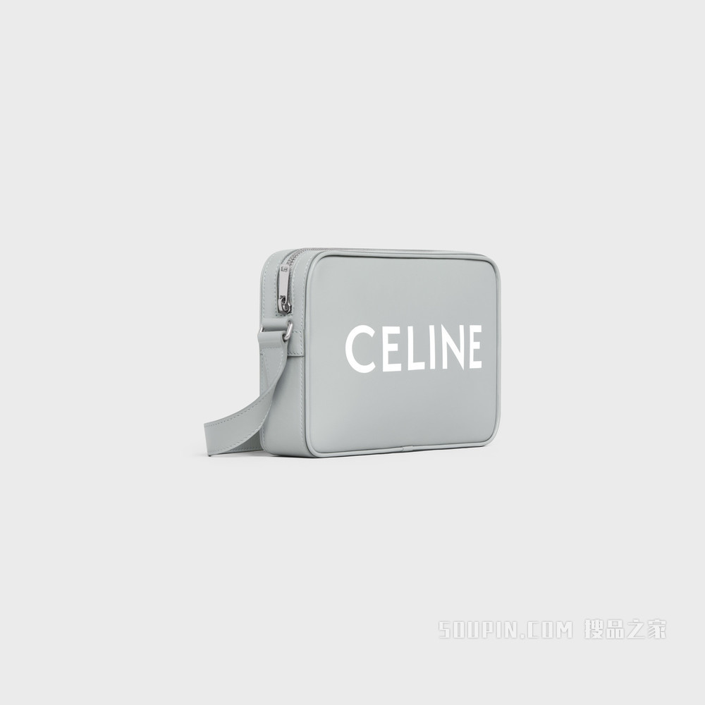 CELINE印花光滑牛皮革中号邮差包 浅灰色-10PG