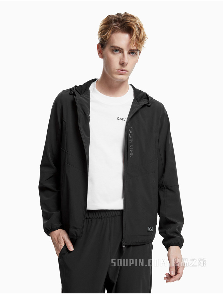 Calvin Klein 男装时尚拼色连帽茄克拉链运动外套4MF1O503