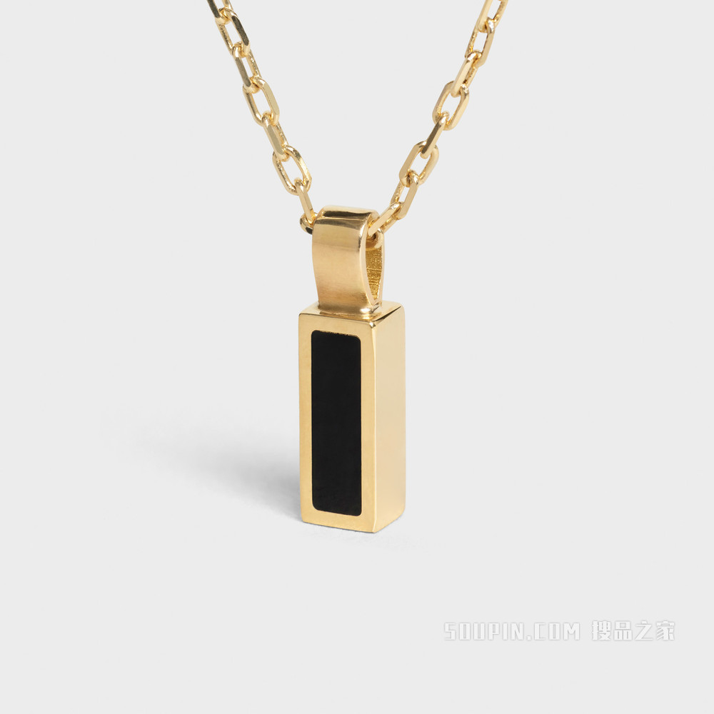 CELINE Sentimental Baguette 黄色金镶玛瑙项链 黄金-37YB