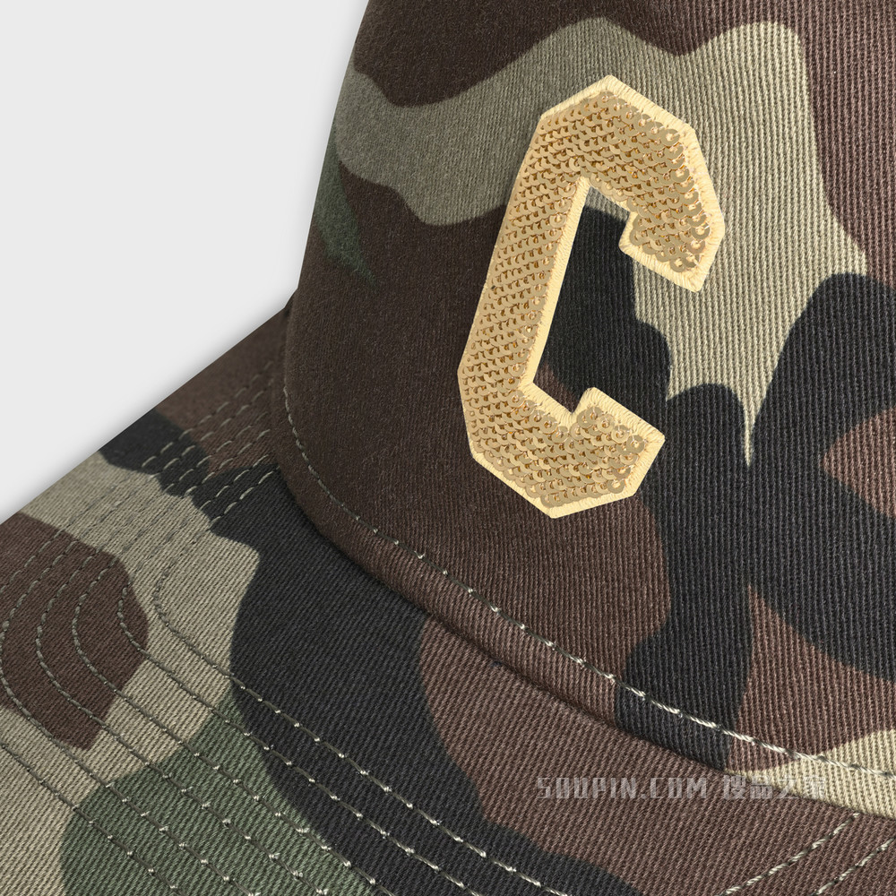 CAP IN PRINTED COTTON KAKI MILITAIRE-02MK