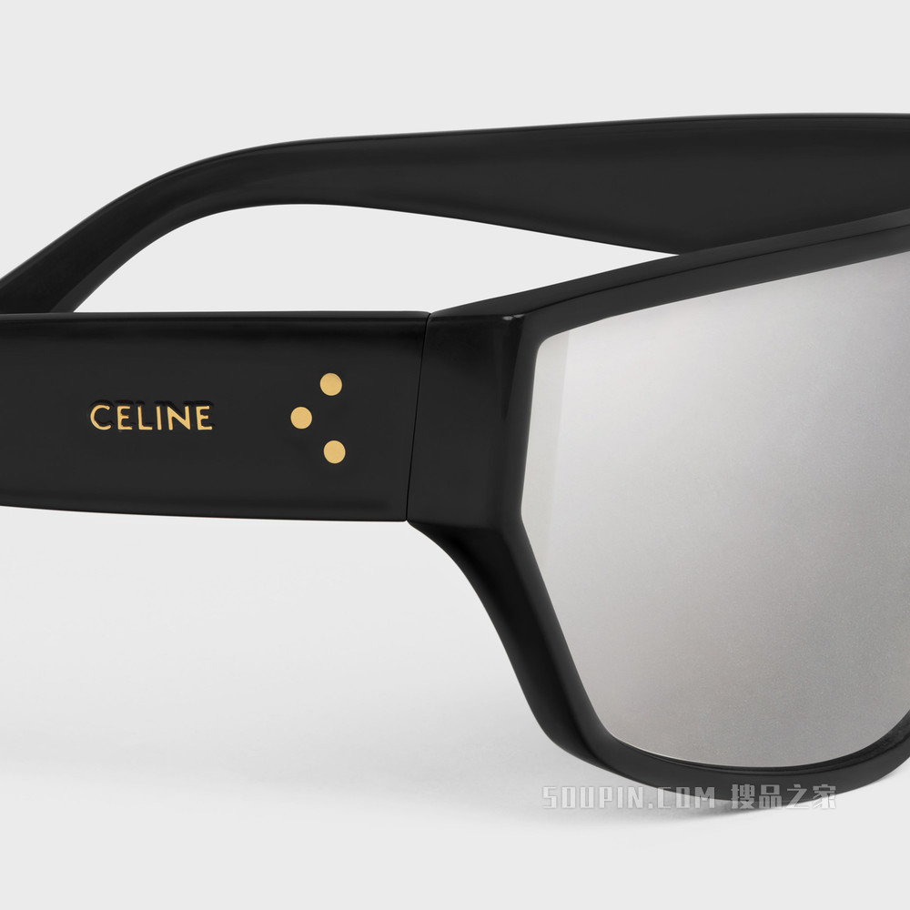 Black Frame 32醋酸酯太阳眼镜，配镜面镜片 黑色-38NO