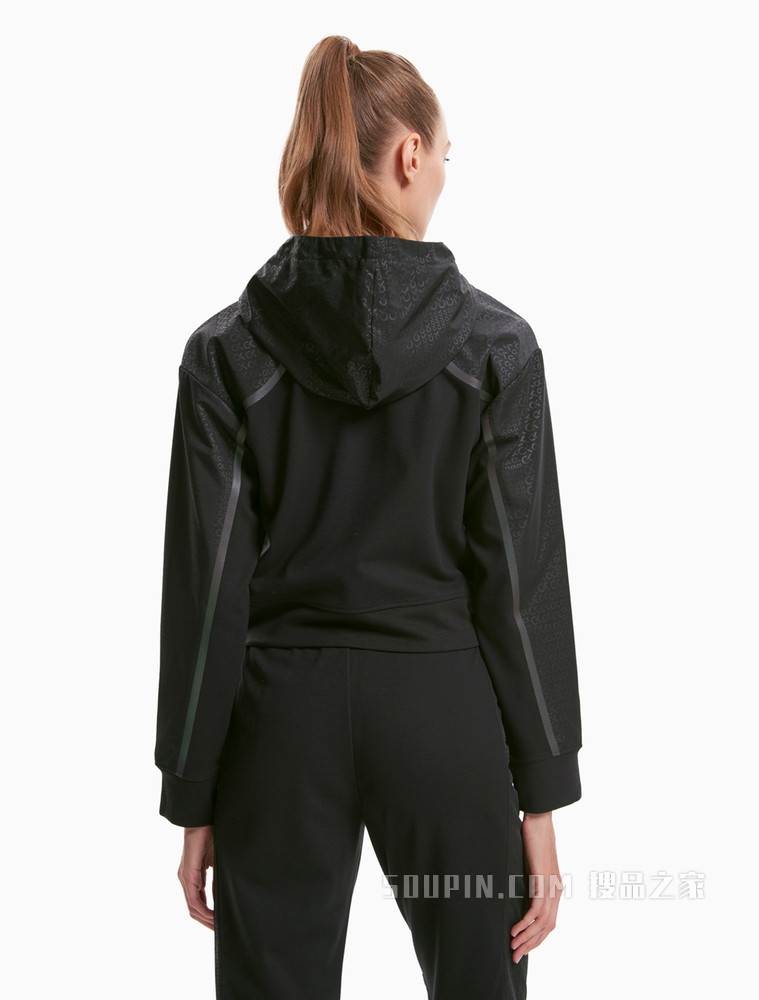 Calvin Klein 女装套头连帽反光LOGO及压条长袖运动卫衣4WF1W300