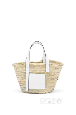 棕榈叶和牛皮革 Basket 手袋